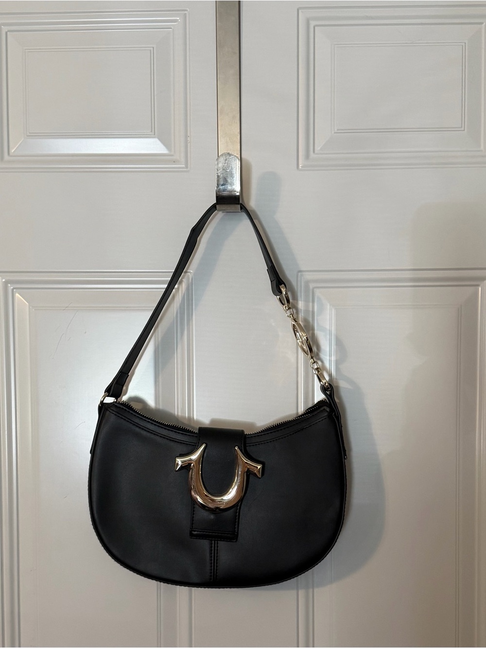 True Religion Black Shoulder Bag with Silver Hardware